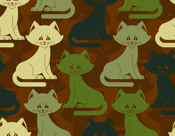 Kočka, vojenské textury. Armáda kotě bezešvá textura. Vojáci pet - Vektor, obrázek