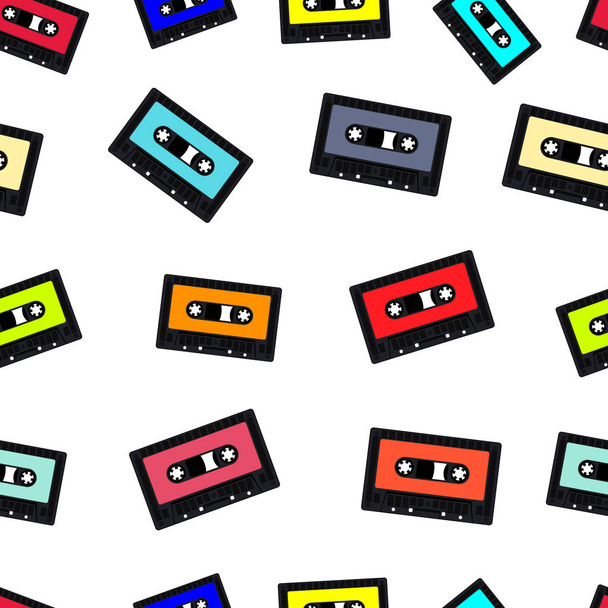 Compact audio cassette tape seamless background - Vector, Image