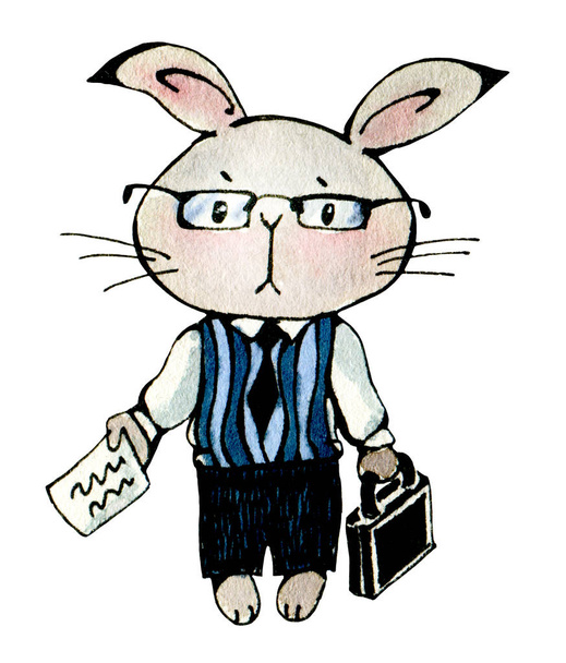 Bunny with glasses and a briefcase - Photo, Image