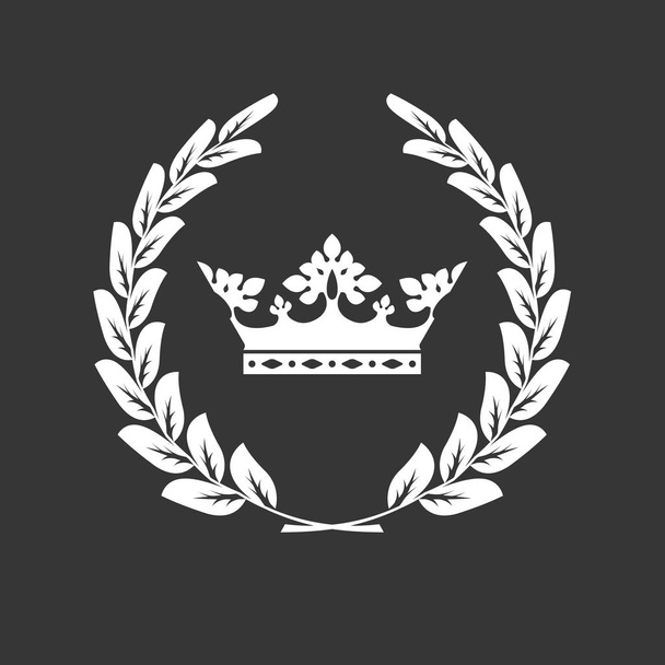 Crown and laurel wreath - family blazon or coat of arms - Vector, imagen