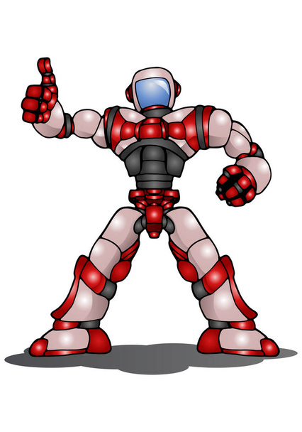 Droid robot duim omhoog op geïsoleerde Wit - Foto, afbeelding