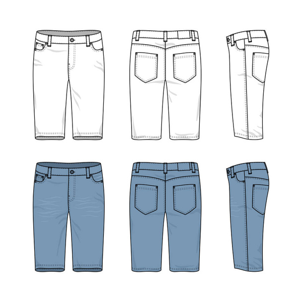 Set of male jeans shorts. - Vector, Image