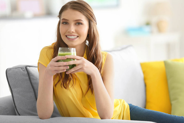woman drinking delicious smoothie  - Photo, image