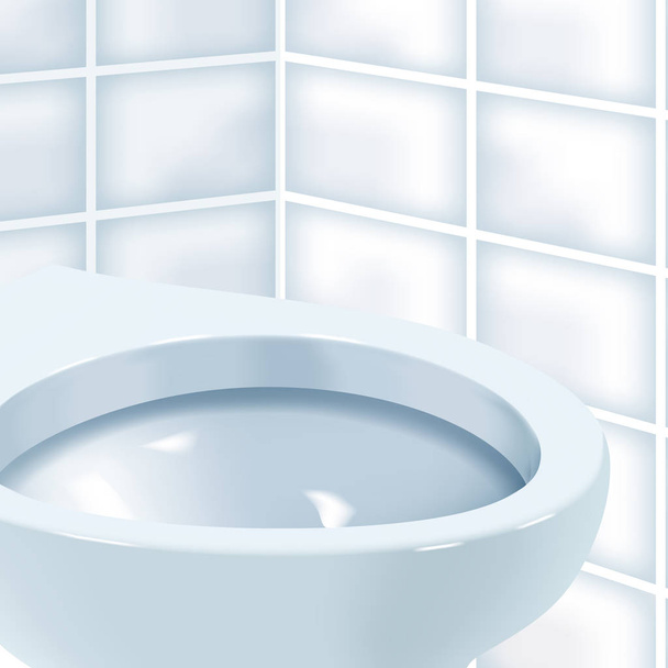 Mientras que el cuarto de baño con inodoro de cerámica blanca. Ilustración realista vectorial del inodoro
. - Vector, Imagen