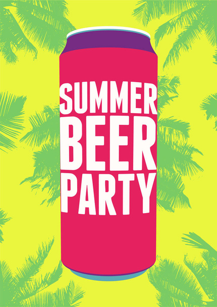 Summer Beer Party typography vintage poster. Retro vector illustration. - Vektör, Görsel