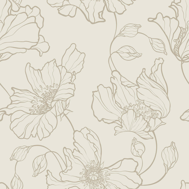 Seamless pattern with flowers poppy - Vector, Image