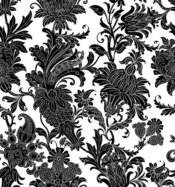 Seamless pattern with floral ornament  - Vektör, Görsel