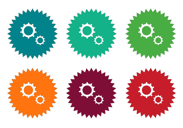 színes matricák ikonok a gears-szimbólum - Fotó, kép