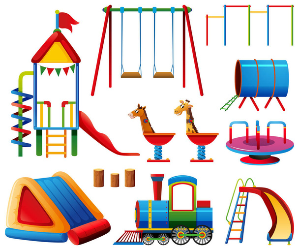 Различные игровые площадки на детской площадке
 - Вектор,изображение