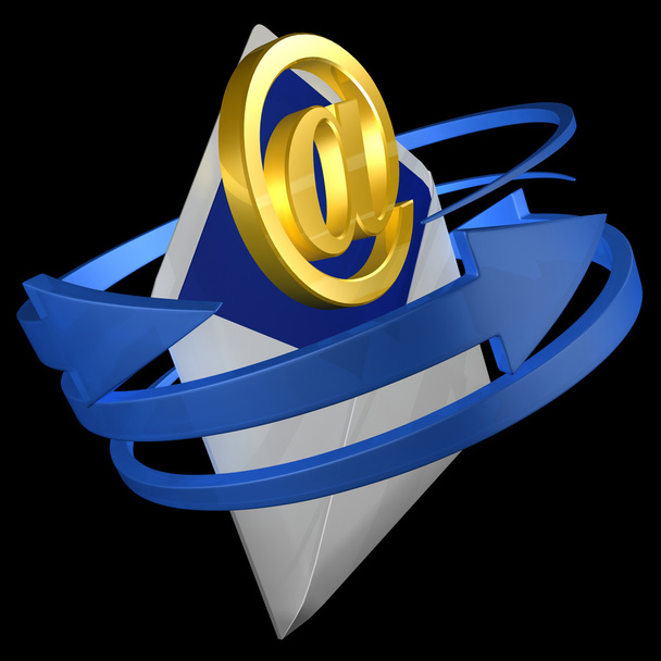 geel apenstaartje op envelop toont e-mail - Foto, afbeelding