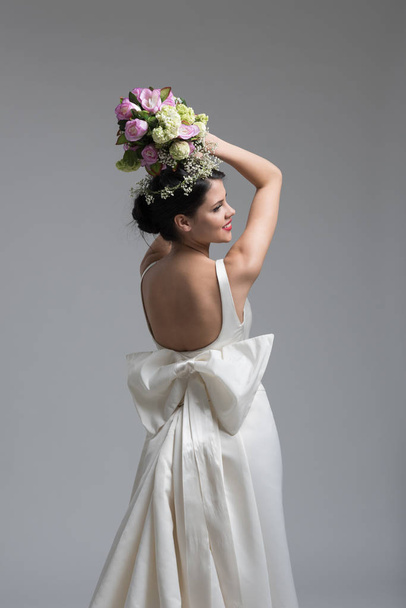 bride with a bouquet  isolated  - Zdjęcie, obraz