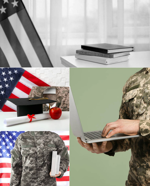 Collage for military education concept - Photo, Image