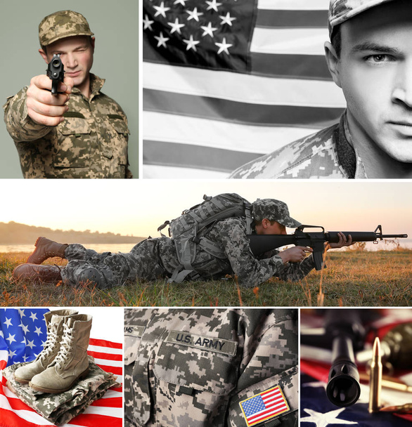 Collage for military service concept - 写真・画像