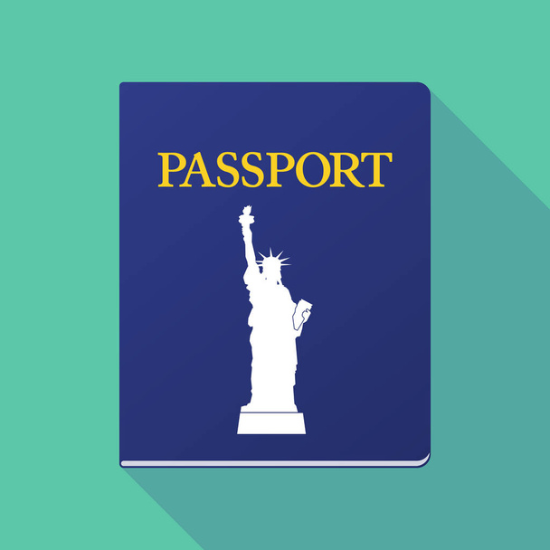 Long shadow passport with  the Statue of Liberty  - Vector, Image