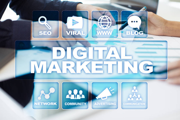 Digitale technologie marketingconcept. Internet. Online. SEO. Smm. reclame. - Foto, afbeelding