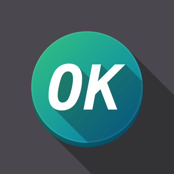 Botão redondo de sombra longa com o texto OK
 - Vetor, Imagem