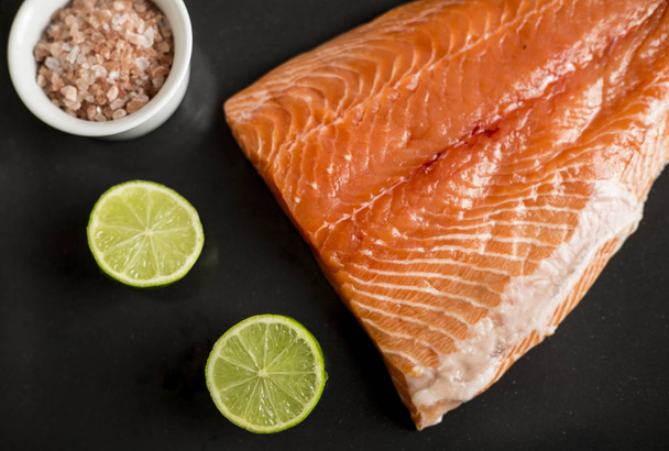 Salted salmon fish with lime - Photo, Image