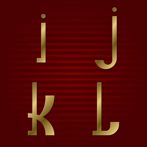 Goldschrift kleingeschrieben. isolierte i, j, k, l goldene Buchstaben. - Vektor, Bild
