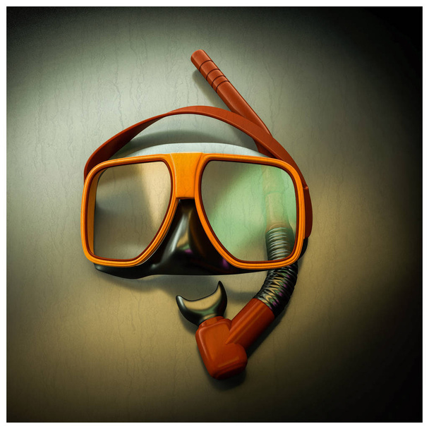 3D απεικόνιση του μια υποβρύχια μάσκα - Φωτογραφία, εικόνα