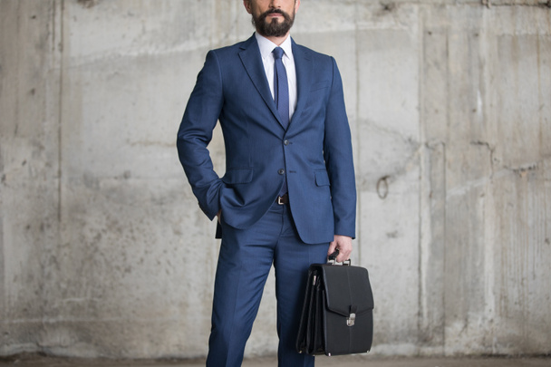Confident businessman with briefcase - Фото, изображение
