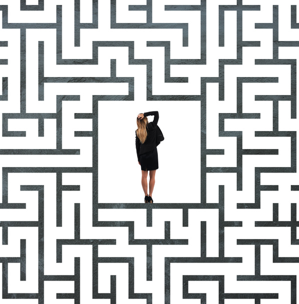 business woman at the center of a big maze
 - Фото, изображение