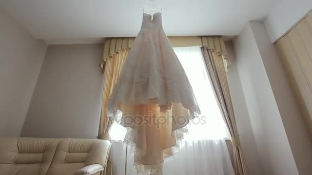 Wedding Dress in Room. - Footage, Video