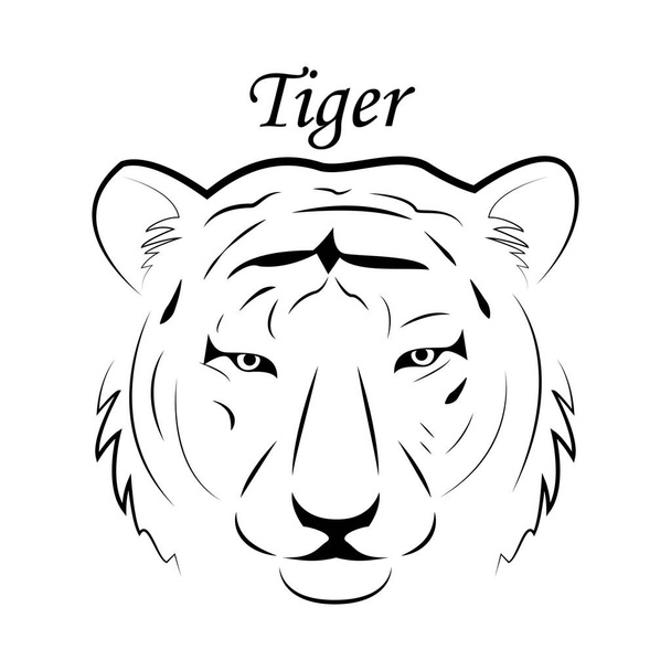Logo tygrysa godło szablon symbol maskotki dla biznesu lub projektowania koszuli. Wektor vintage element konstrukcyjny. - Wektor, obraz