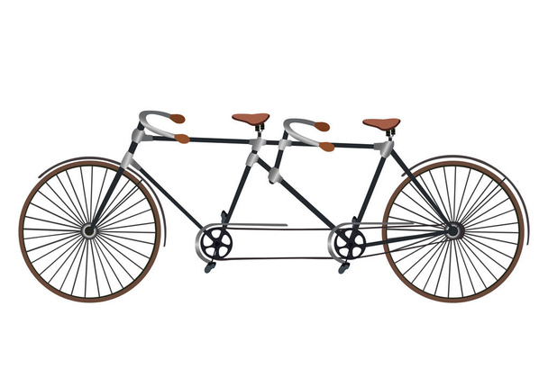 Vintage Kuva tandem polkupyörän yli valkoinen tausta vektori
 - Vektori, kuva