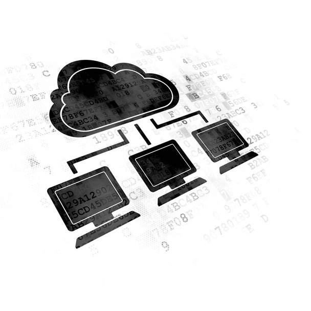 Bulut bilgi işlem kavramı: dijital arka plan bulut ağda - Fotoğraf, Görsel