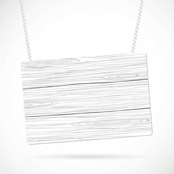 White wooden sign with rope hanging with shadow. - Vector, Image