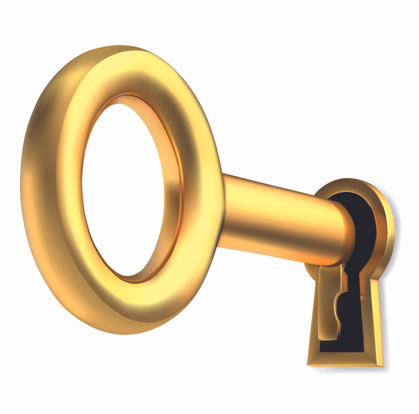 goldener Schlüssel auf weißem Hintergrund  - Vektor, Bild