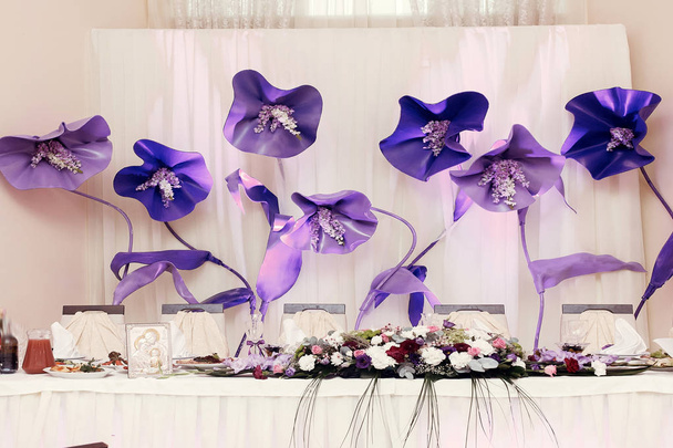 big purple flowers at wedding  - Photo, Image