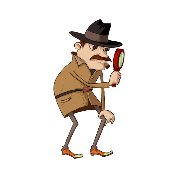 detective with magnifying glass - Вектор,изображение