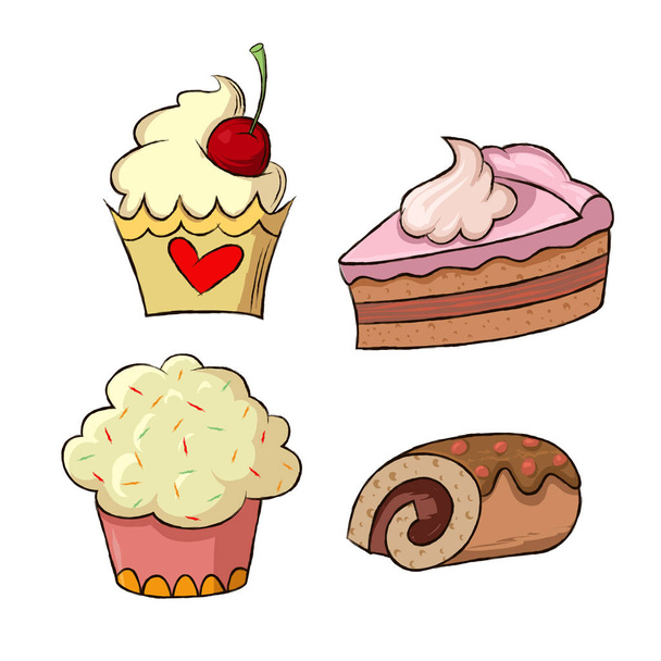 set of  cakes - Vector, Image