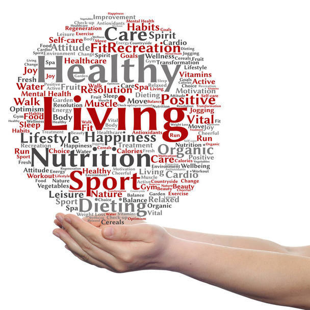 healthy living word cloud - Photo, Image