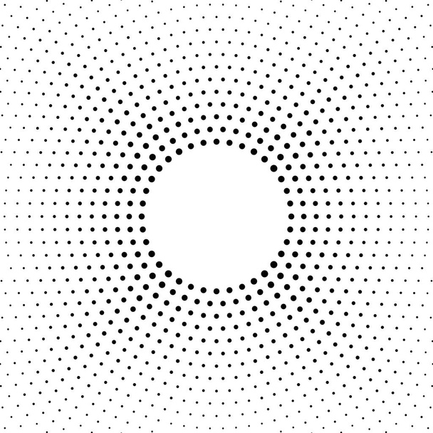 Halftone dotted background circularly distributed. Halftone effe - Vector, Image