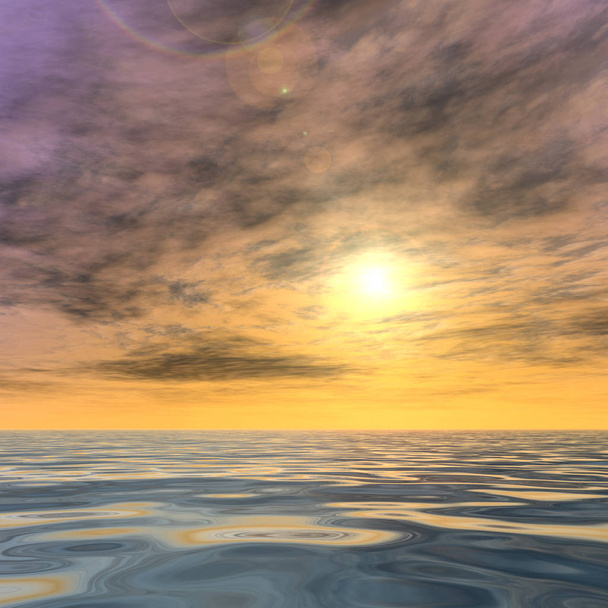 soleil proche de l'horizon et de la mer
 - Photo, image