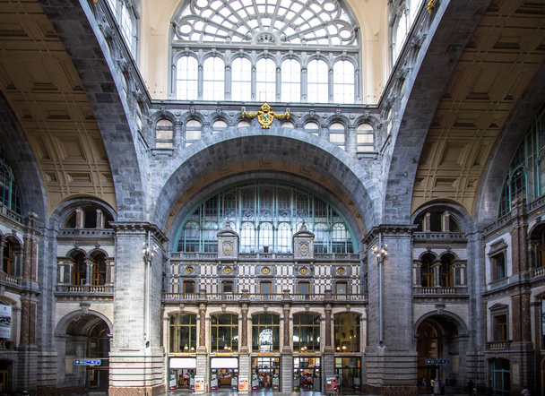 Railway station in Antwerpen Belgium - 写真・画像