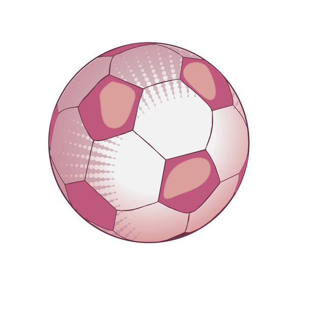 Piłka do gry w piłkę nożną w jasnych kolorach różowy. Skórzany. Ilustracja wektorowa. Na białym tle - Wektor, obraz