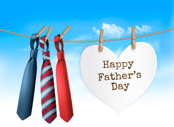Happy Father's Day Background With A Three Ties On Rope. Vector  - Vettoriali, immagini