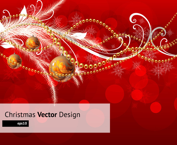 Elegant christmas background with baubles - Vector, afbeelding
