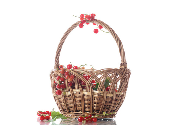 Ripe red currant in a basket - Fotografie, Obrázek