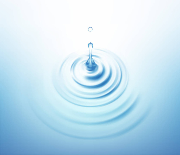 Realistic Transparent Drop and Circle Ripples set on isolated background. Vector illustration - Vector, Image