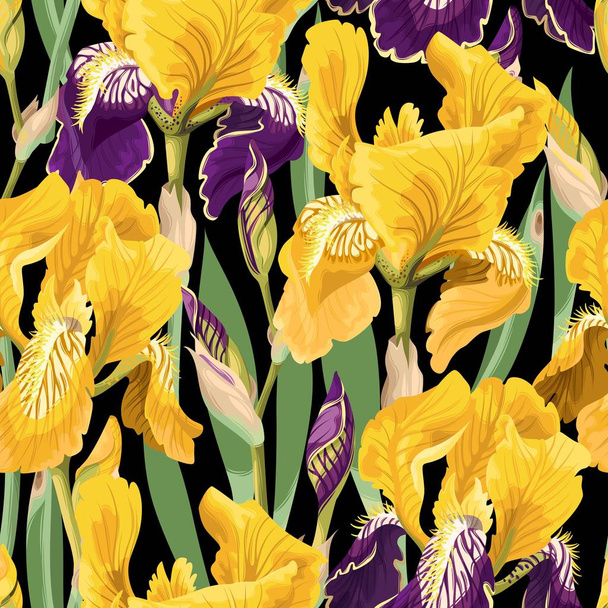 Patrón floral con flores de iris
 - Vector, imagen