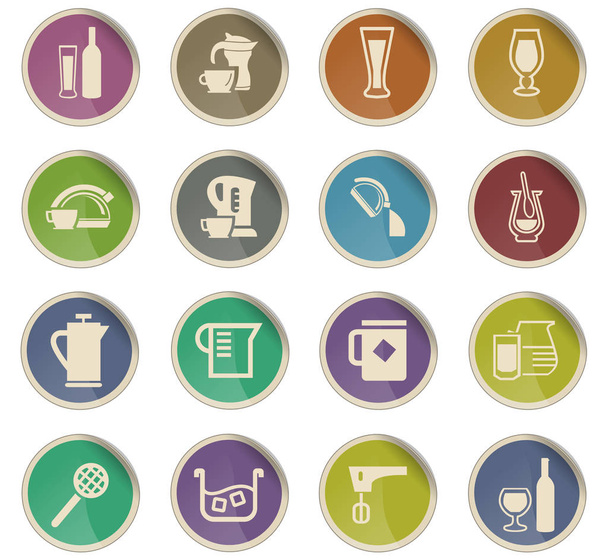 utensils for beverages icon set - Vector, Image