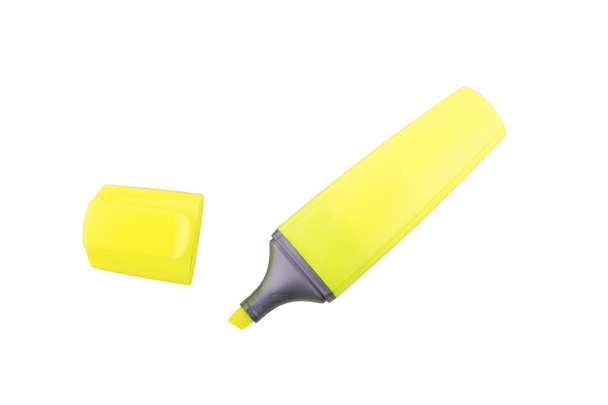 Yellow highlighter over a white background - Photo, Image