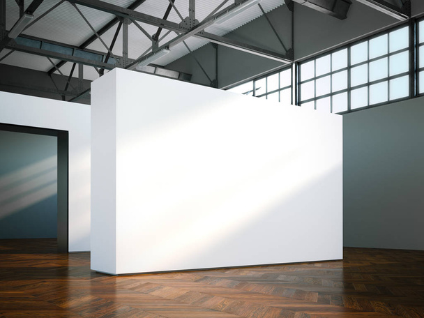 Blank wall in modern museum. 3d rendering - Valokuva, kuva