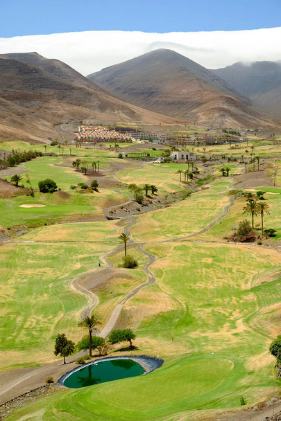 Golf field on Fuerteventura, Spain. - 写真・画像