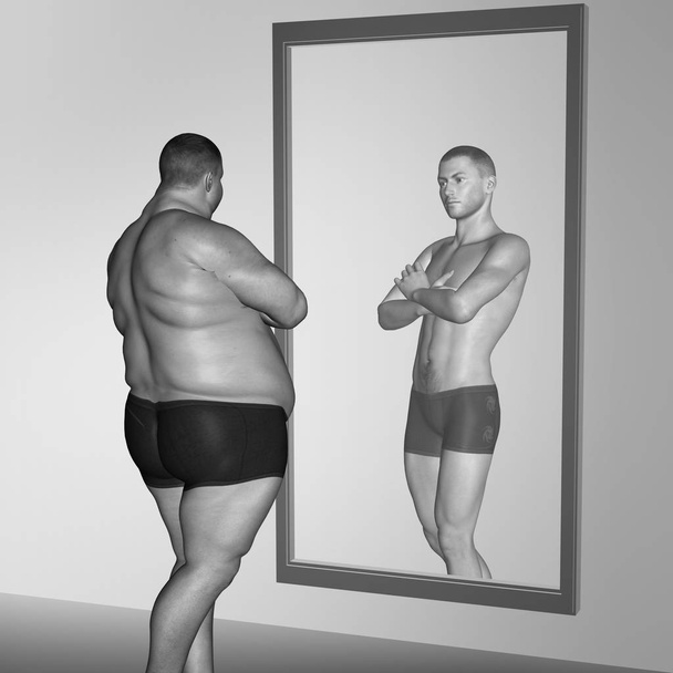  vet overgewicht vs slanke man  - Foto, afbeelding