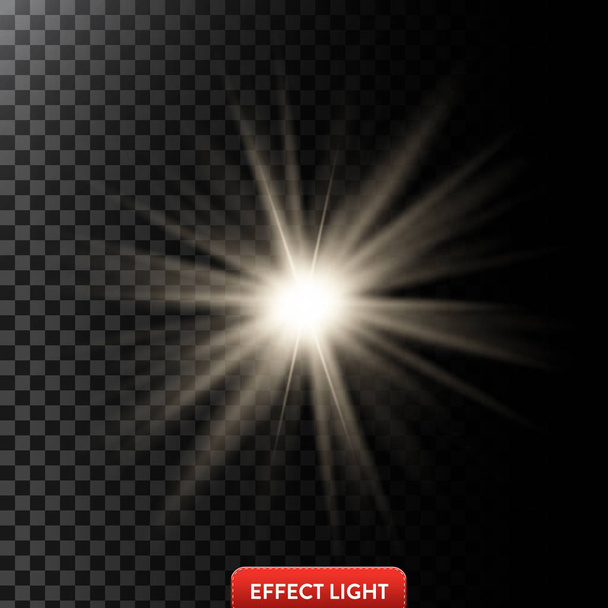 Vektor-Illustration eines glühenden Lichteffekts mit Strahlen und Linsenraketen - Vektor, Bild
